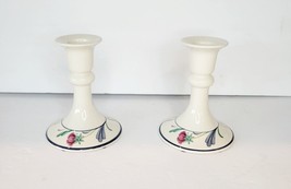 Lenox Poppies On Blue Candle Holders Set of 2 (For Taper Candles) Vintage - £13.57 GBP