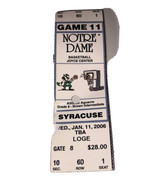 University Of Notre Dame Vs. Syracuse Jan. 11, 2006 Basketball Ticket Stub - £3.82 GBP