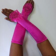 Sexy Women's Nylon Spandex Blend Fingerless Stretch Pink Gloves - One Size image 7