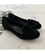 Born Womens Tassel Trim Loafer Flats Size 6 Black Suede Leather Academia - $50.08 CAD