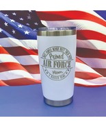 Proud US Air Force Mom Engraved Tumbler Cup Water Bottle Military Travel... - £19.19 GBP
