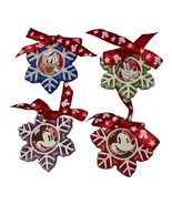Disney Snowflake Ornament 2&quot; Holiday Set X4 Ceramic Mickey Minnie Donald... - $21.81 CAD