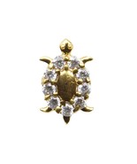 Indian Turtle Nose ring White CZ studded gold plated Piercing Nose stud ... - $12.34