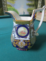 CHINESE MADE POTTERY WITH KPM MARK GOLD AND BLUE PITCHER 7 X 6 COBALT - $123.75