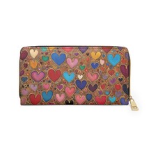 Hearts Graffiti Art Wallet PU Leather Zipper 7.87 x 4.33 Inches - $34.99