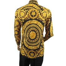 Men's AVM Crystal Shirt Medallion Medusa Cotton Turkey Slim Fit 9628-01 Gold image 9