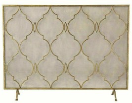 Antique Gold Modern Horchow Moroccan Fireplace Fire Screen Flat Panel  47&quot;W - £197.58 GBP