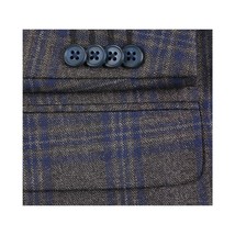 Men's Soft Wool Sport Coat English Plaid Window Pane 556-9 Brown Blue Renoir image 2