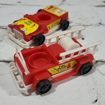 Vintage Fire Engine Toy Trucks Cars Rescue Red Plastic Lot Of 2  - £7.72 GBP
