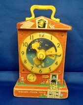 Vintage 1968 Fisher Price Teaching Clock Music Box Works Has Damage SEE PICTURES - $24.68