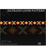 Delica Beads Hatband Loom Pattern No.39 - Orange colors Beaded Belt and ... - $5.81 CAD