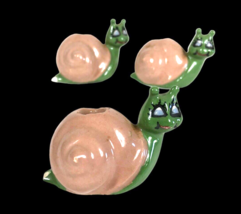 Vintage Snail Macrame Bead Holder Ceramic Animal Set Lot 3 Retro Rare - £44.53 GBP