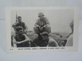 WW2 Real Photo Postcard USMC Major General Lemuel C Shepherd Visits Front Lines  - £8.65 GBP