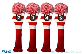 Hybrid classic golf club headcover New 4 pc RED WHITE 2 3 4 5 KNIT Head cover - £32.70 GBP