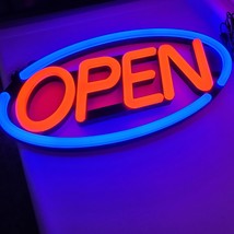 Open Sign Business Lighted LED 22.5&quot; Oval Neon Bright Remote Multiple Mo... - £46.68 GBP