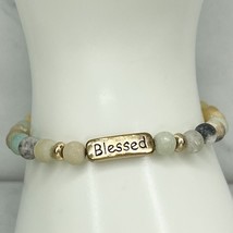 Gold Tone Blessed Beaded Stretch Bracelet - £5.42 GBP
