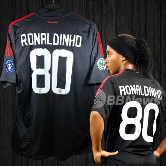RONALDINHO 80 AC MILAN JERSEY 2008/09 MODIFIED CREST//FREE SHIPPING