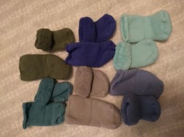 6 Pair Plush Baby Socks Blues Greens Neutrals - £4.60 GBP