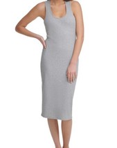 DKNY Womens Activewear Racerback Ribbed Tank Dress, Medium, Pearl Heather Grey - £46.92 GBP
