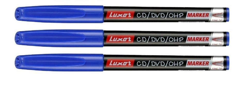 3 x stylo marqueur permanent à pointe fine bleu marqueur CD DVD OHP styl... - $6.99