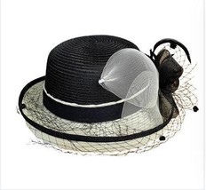 Ladies Women Versatile Fashion Hat  Curling Gauze Top Hat Flower Veil Ke... - £27.92 GBP