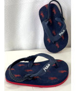 Polo Ralph Lauren Baby Flip Flops sz 2/3 Sandals Shoes Back Strap Navy R... - $13.85