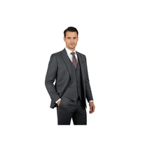 Men Suit BERLUSCONI Turkey 100% Italian Wool Super 180's Vested #Ber15 Charcoal image 5