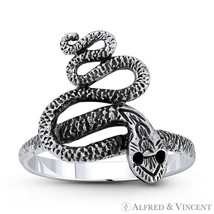 Snake Spirit Animal Serpentine Charm Boho Long Gypsy Ring in 925 Sterling Silver - £15.76 GBP