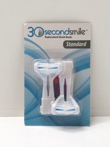 30 SECOND SMILE Replacement Brush Heads Standard Twin Pack = 2 Brushes NEW - $24.75