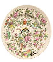 Vintage Porcelain Accent Plate FAMILLE VERTE Birds Butterflies Flowers Leaves - £110.65 GBP