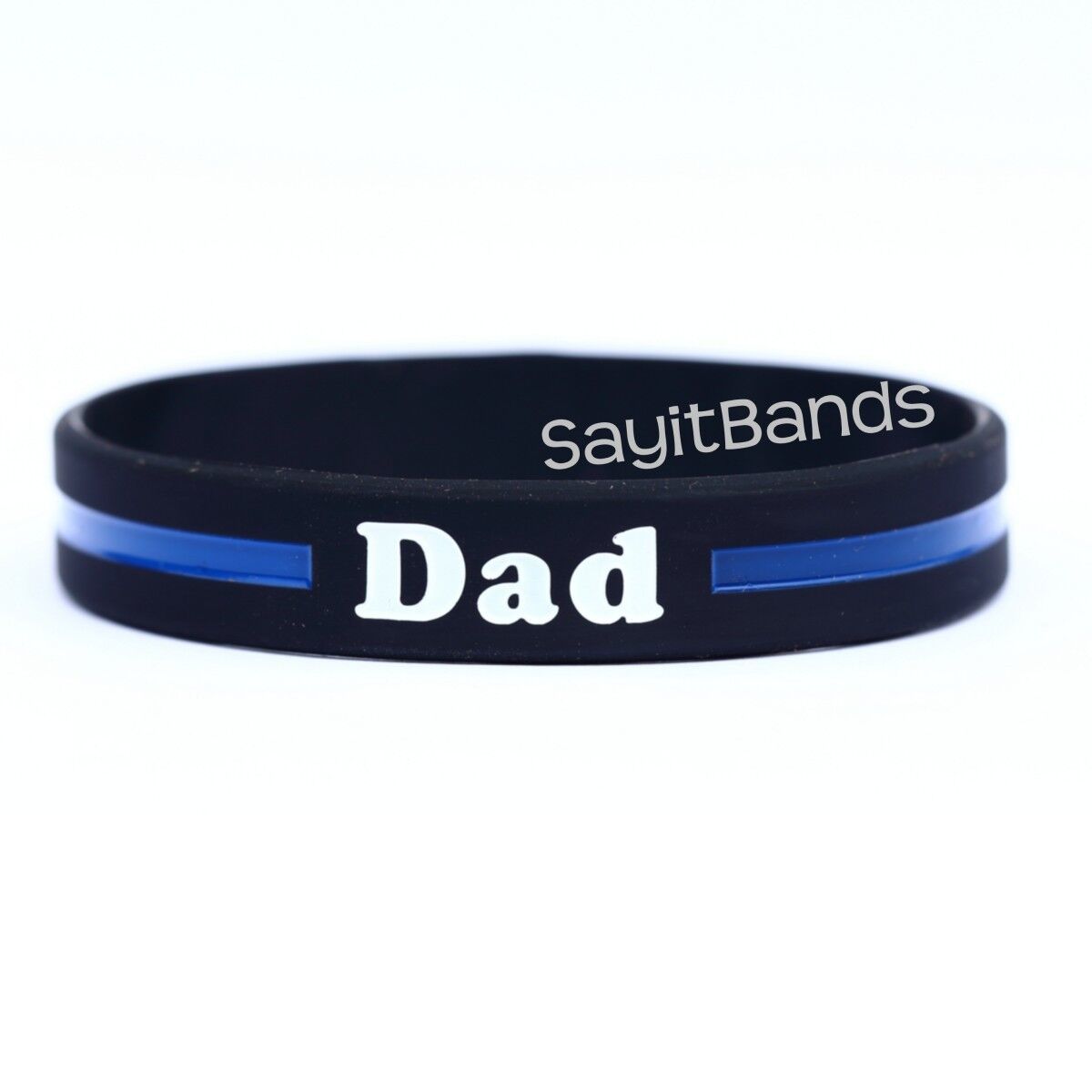 1 Dad Thin Blue Line Wristband, Quality Debossed Color Filled Bracelet - $9.88