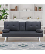 Black Leather Office Folding Sofa Bed with Matching Coffee Table - $408.40 CAD