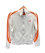 Nike Womens Athletic Track Jacket White Orange Size S Stripe Sleeve Full... - £18.62 GBP