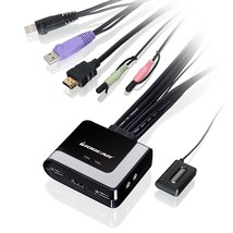 IOGEAR 2-Port USB HDMI Cabled KVM Switch - 1920 x 1200 60Hz - Hotkey or Remote B - £81.28 GBP