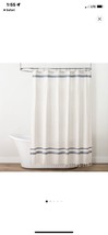 Hearth and Hand™ with Magnolia Embroidered Shower Curtain Sour Cream/Blue New - £22.53 GBP