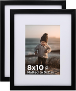 8X10 Picture Frame Black Set of 2, Wooden Photo Frames Matted 5X7 with P... - $336.37 MXN
