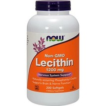 NEW NOW Foods Lecithin Non-GMO Nervous System Support 1200 mg 200 softgels - £18.41 GBP