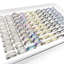 Wholesale 100PCs Mens Womens Rings Fashion Stainless Steel Chain Spinner Jewelry - £59.48 GBP