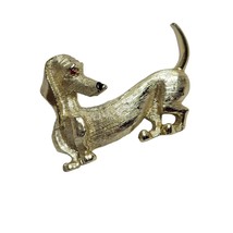 Gold Tone Dachshund Dog Doxie Weiner Dog Brooch Pin-1-1/4&quot; Long - £9.70 GBP