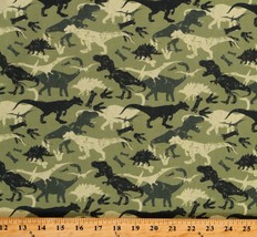 Cotton Camoflauge Dinosaurs Prehistoric Jurassic Fabric Print by Yard D586.47 - $11.95