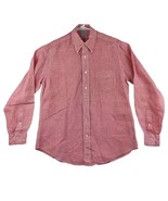 Brooks Brothers Shirt Men&#39;s Medium Pink Gingham 100% Irish Linen Button ... - £23.64 GBP