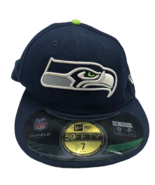 Seattle Seahawks 5950 59 Fifty Hat Fitted Size 7 Blue Stitched NFL Onfie... - $41.10 CAD