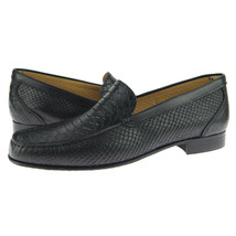 Alex D &quot;Fargo&quot; Venetian Loafer, Men&#39;s Slip-on Leather Shoes, Black Snake - £82.56 GBP