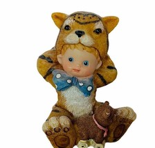 Cat Kitten figurine vtg kitty sculpture gift boy tiger costume teddy bea... - $24.70