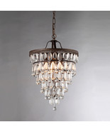 Martinee Antique Bronze and Crystal Inverted Pyramid Chandelier - $274.25