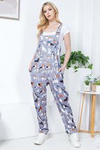 Gray Dog Print Overall PLUS SIZE Jumpsuit Bib Colorful Comfy Casual Pet ... - $42.49
