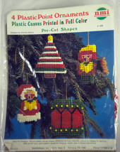 Vtg Plastic Point Christmas Kit  Makes 4 Ornaments NMI Needlemagic Drum Tree NEW - £10.44 GBP