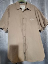 Hard Rock Button Down Shirt Brown Textured Short Sleeve Mens XL Cotton - $12.81