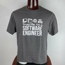 Hanes Mens XL Dark Gray White Trust Me I&#39;m A Software Engineer T Shirt  - £18.99 GBP