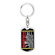 Faster Than 911 Swivel Keychain Dog Tag Stainless Steel or 18k Gold - £45.05 GBP